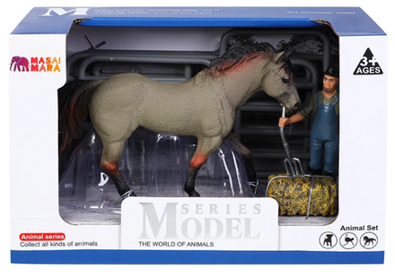 Игровой набор Masai Mara Мир лошадей: лошадь, фермер, ограждение, вилы.