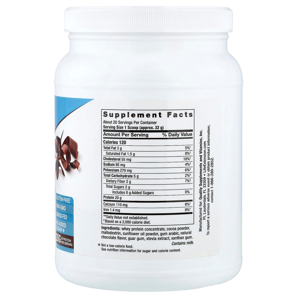 Life Extension, Wellness Code®, концентрат сывороточного протеина, шоколадный вкус, 640 г (1,41 фунта)