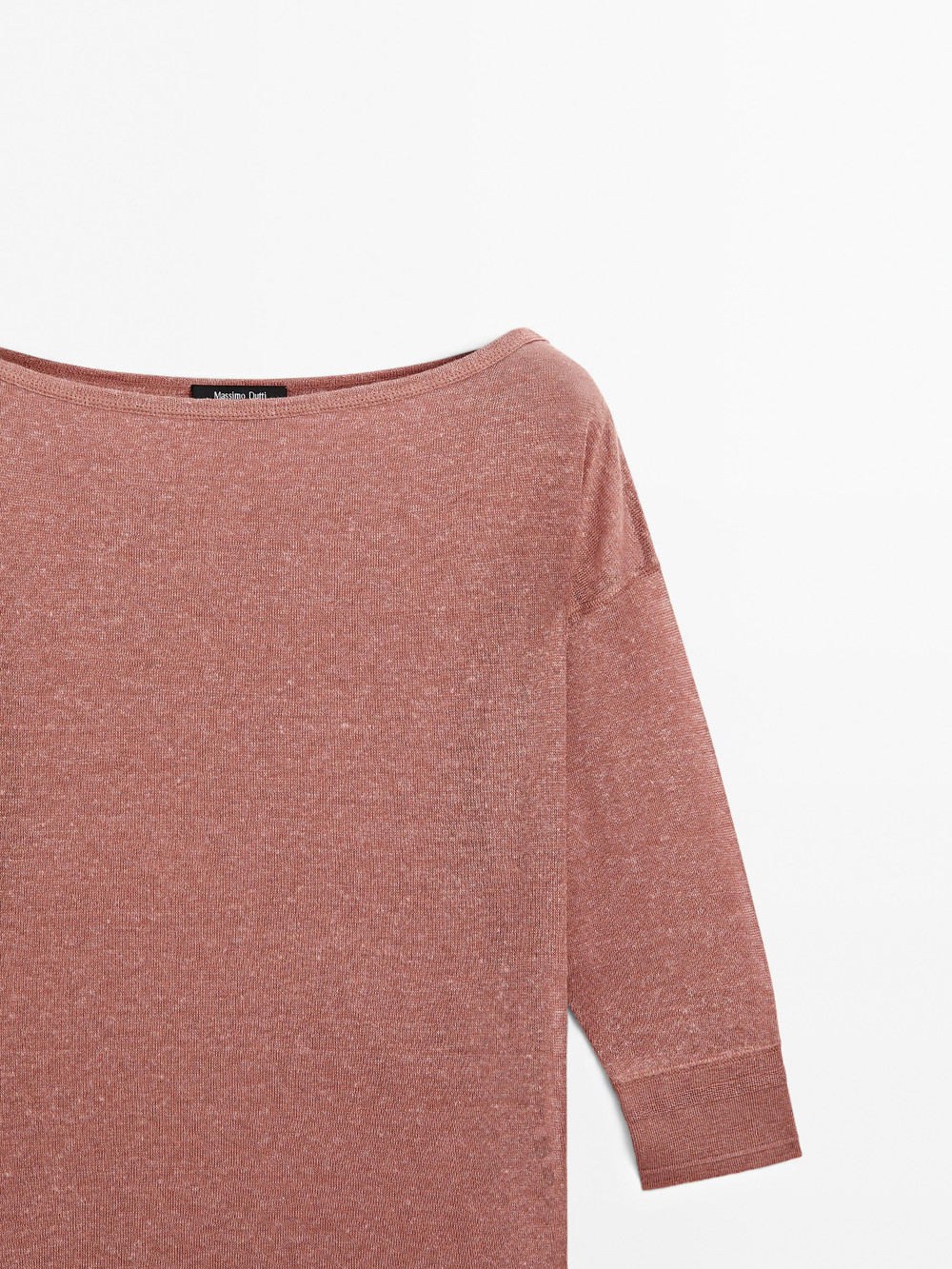 Massimo Dutti Футболка из смеси шерсти и льна, красноватый