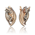 Серьги «Драконы» с английским замком из красного золота