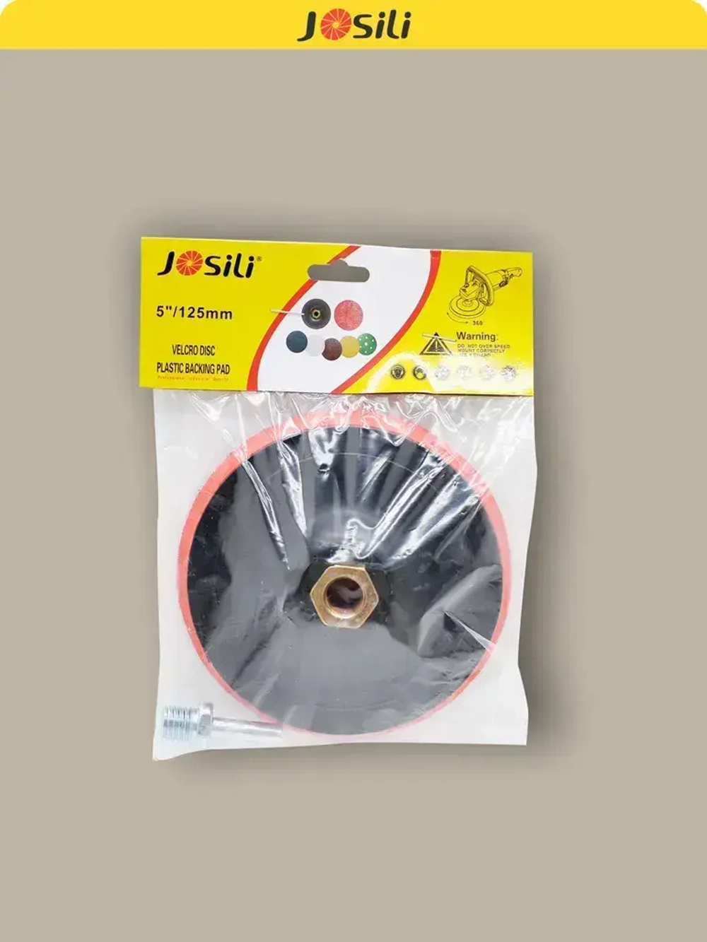 Тарелка опорная 125 мм насадка для дрели и УШМ с липучкой и адаптером (ТОЛСТАЯ)