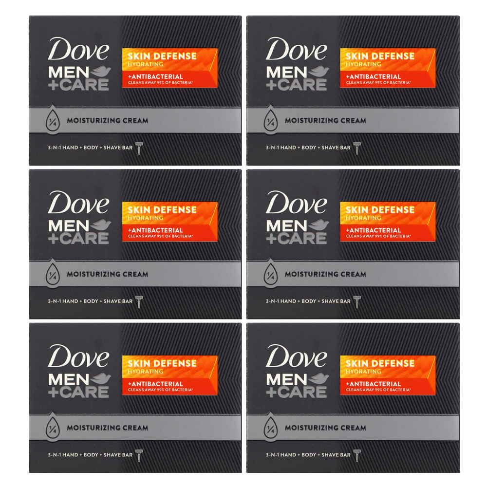 Dove, Men + Care, средство для защиты кожи, штанга 3 в 1 для рук, тела и бритья, 6 шт. По 106 г (3,75 унции)