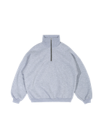 Свитшот с воротником на молнии с начесом (серый меланж)