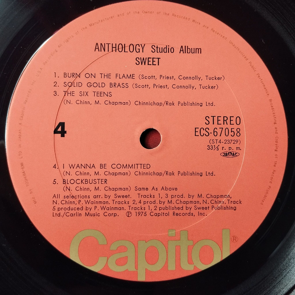 Винтажная виниловая пластинка LP Сборник The Sweet Anthology (Japan 1975) (No Obi) Fox On The Run