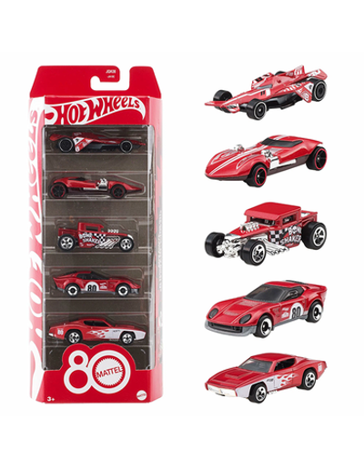 Машинка Хот Вилс JGK08 80-летие 1:64 | Hot Wheels Mattel 80th Anniversary 5-Pack | коллекционный набор с 5 машинками 3+