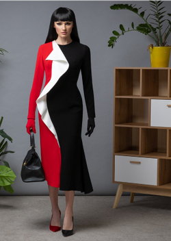 Платье-футляр из крепа с юбкой гаде 08-01-23 FW