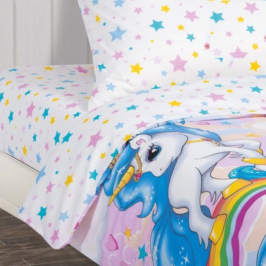 Полуторный комплект детского постельного белья Карусельки поплин