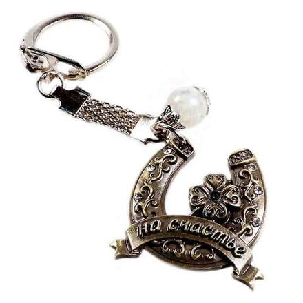 Брелок "Подкова" адуляр, латунь