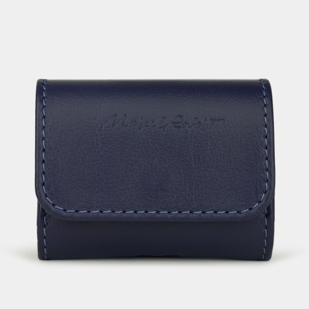 Чехол-держатель кожаный для наушников Grand Easy синего цвета