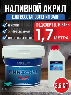 Жидкий акрил для ванн FINNACRYL 1.7 м, (3.6 кг)