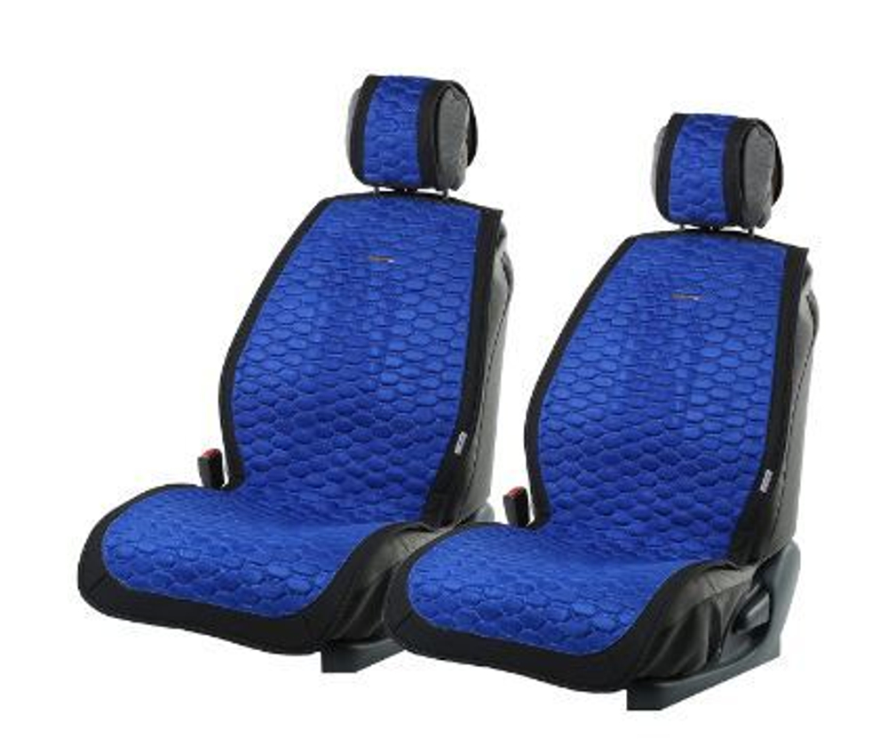 Накидки сидений Перед CarFashion (2шт) -Фронт 2D «CAPRI» 21867 -Нубук черный/синий/синий