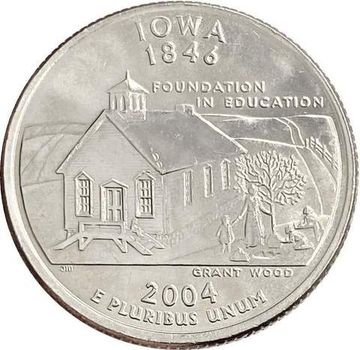 25 центов (1/4 доллара, квотер) 2004 США «Штат Айова» (D)