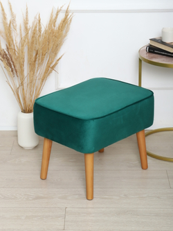 Пуф "Donatello"антивандальный велюр Green/натурал. Для кухни, прихожей, салона красоты, офиса. 53х41х44см