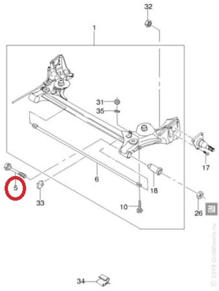 Болт задней балки Chevrolet Lanos (General Motors)