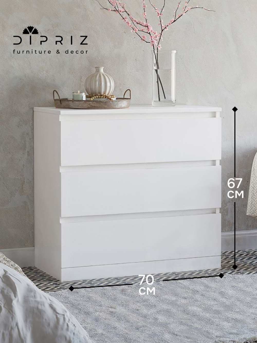 Комод для одежды Марм с ящиками, белый, 70x67x35 см