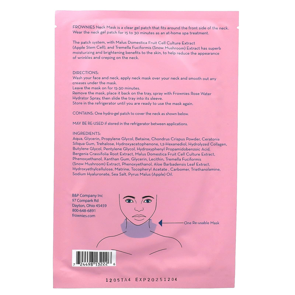 Frownies, маска для шеи с яблоком, 1 гелевая маска