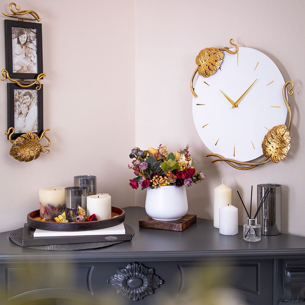 Часы настенные Monstera Deliciosa (Монстера) Айс Амбер