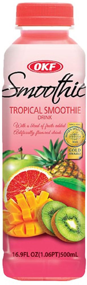 Мультивитаминный напиток OKF Smoothie Tropical &quot;Яблоко, Грейпфрут, Ананас, Киви, Манго, Апельсин&quot; 0.5 - пэт