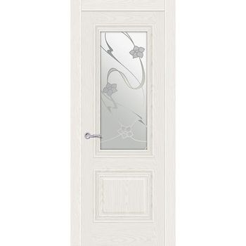 Межкомнатная дверь шпонированная Ситидорс Элеганс 1 белый ясень остеклённая