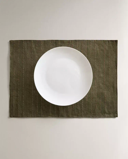 ZARA HOME ЛЬНЯНАЯ САЛФЕТКА, ЗЕЛЕНЫЙ