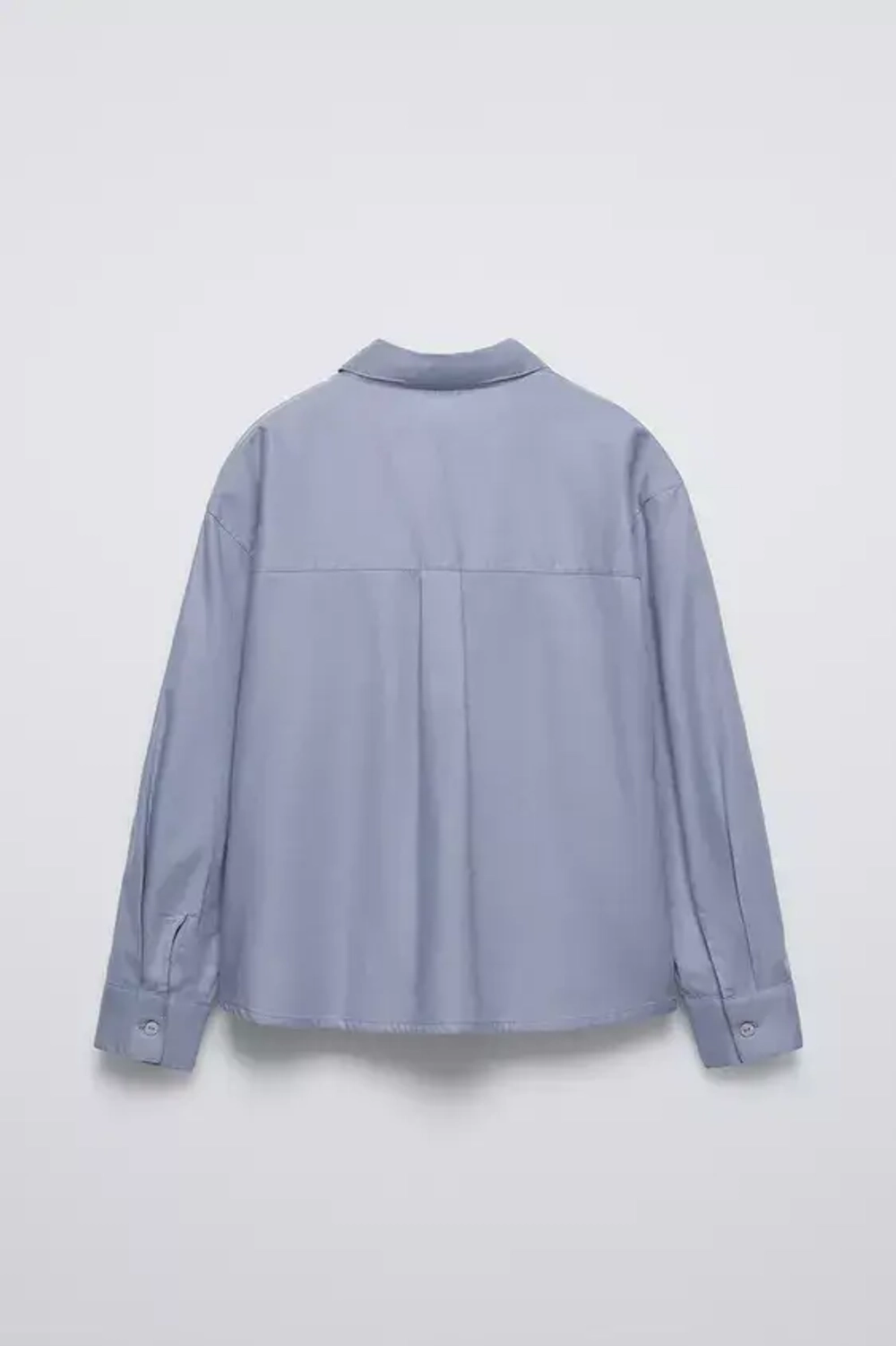 ZARA РУБАШКА С КАРМАНОМ С ВЫШИВКОЙ, СИНЕВАТЫЙ