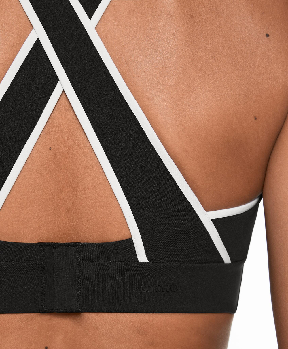 Oysho Спортивный бюстгальтер Compressive с высокой степенью поддержки, черный