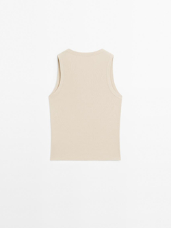 Massimo Dutti Футболка из 100% хлопка с V-образным вырезом, дымчатый