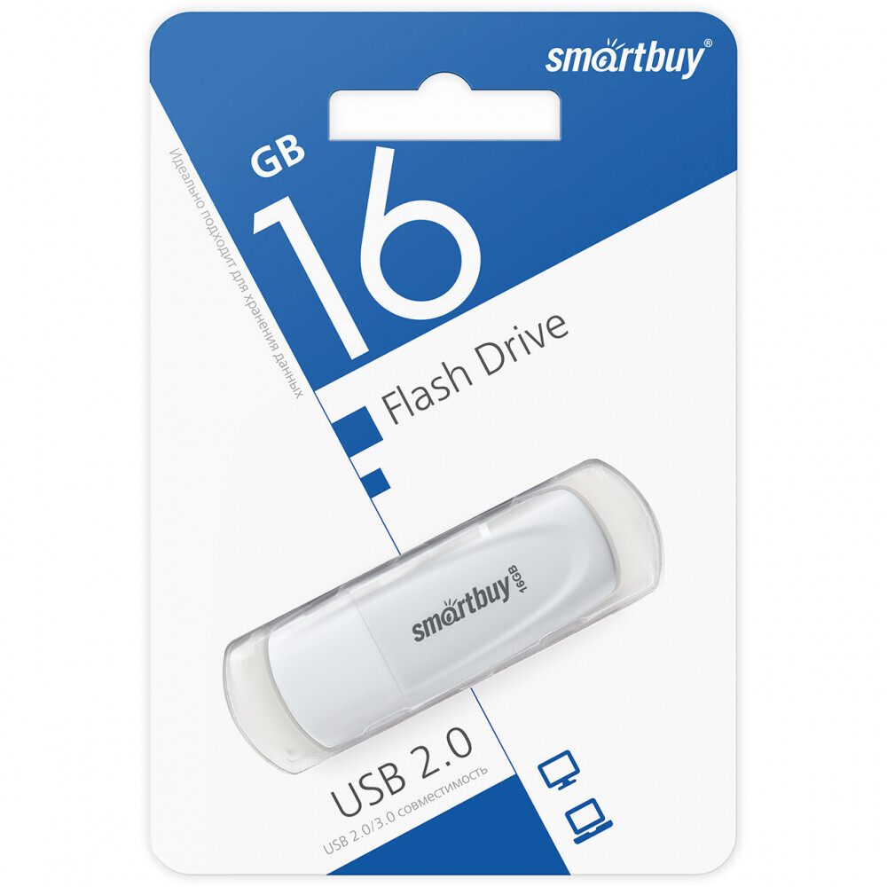 Флеш-накопитель 16 Gb Smartbuy Scout White