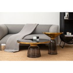 Столик кофейный Odd, Ø50 см, мрамор/черный