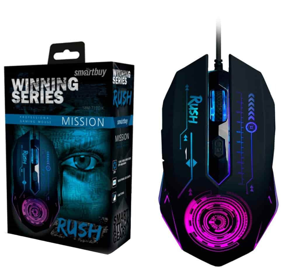 Мышь игровая проводная SmartBuy RUSH Mission черная (SBM-727G-K)