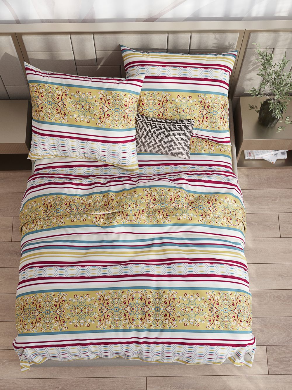 Простынь на резинке перкаль Сказка "Узорная графика" 140x200 см