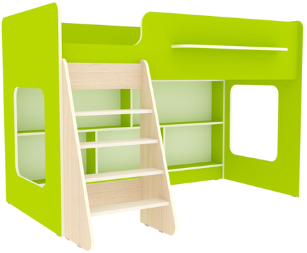 Кровать-чердак КарИВи Л-22.1   Дуб Молочный Лайм