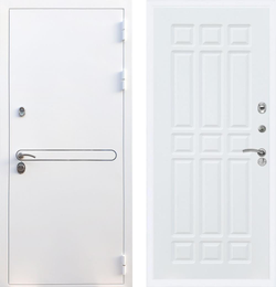 Входная дверь белая Рекс Лайн Вайт белая шагрень / ФЛ-33 Силк сноу (белый матовый, без текстуры) 16мм