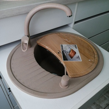 Мойка TOLERO R-122 темно-бежевый №823С, смеситель SKS2 темно-бежевый