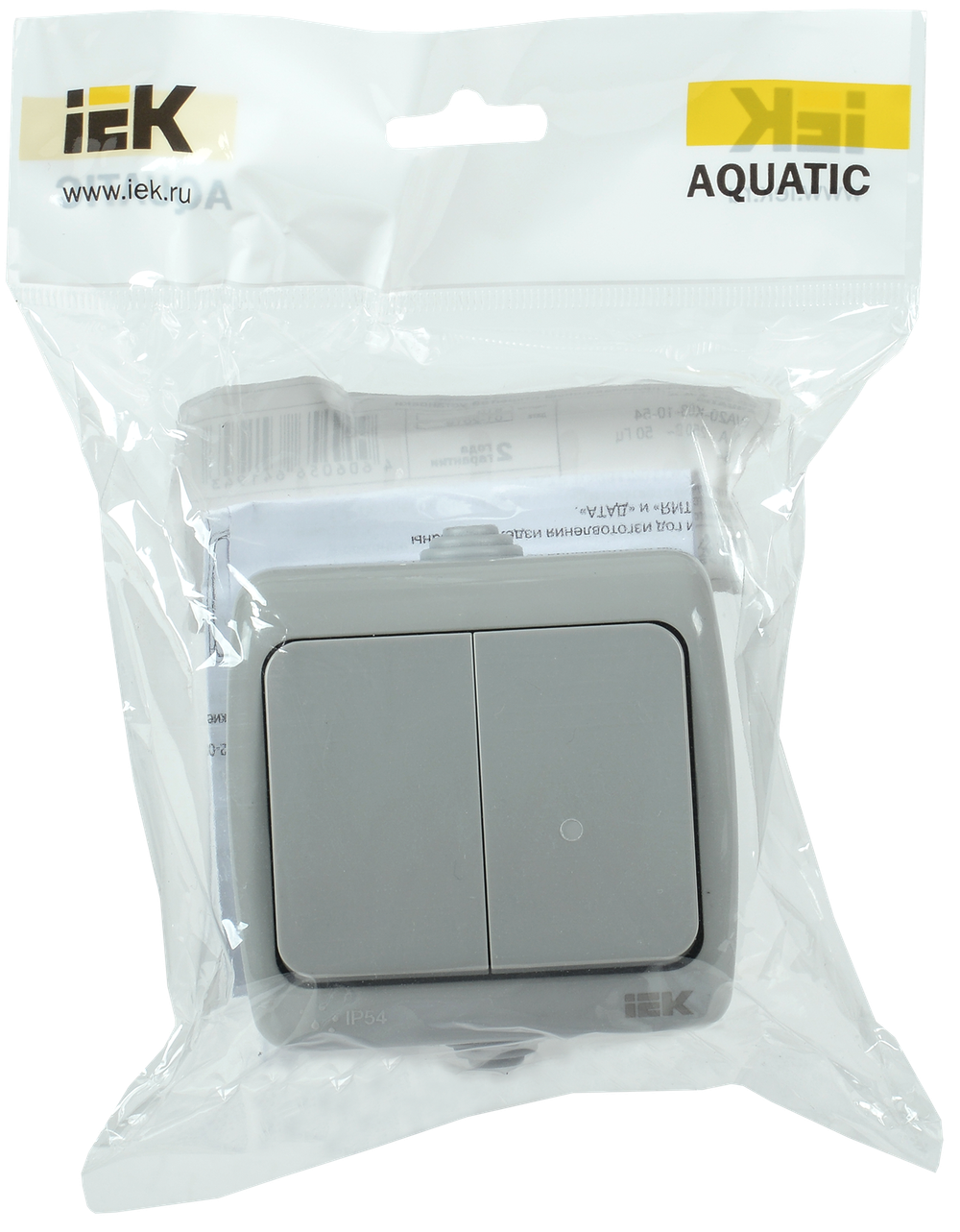 AQUATIC Выключатель 2-клавишный для открытой установки 10А IP54 ВС-20-2-0-А IEK
