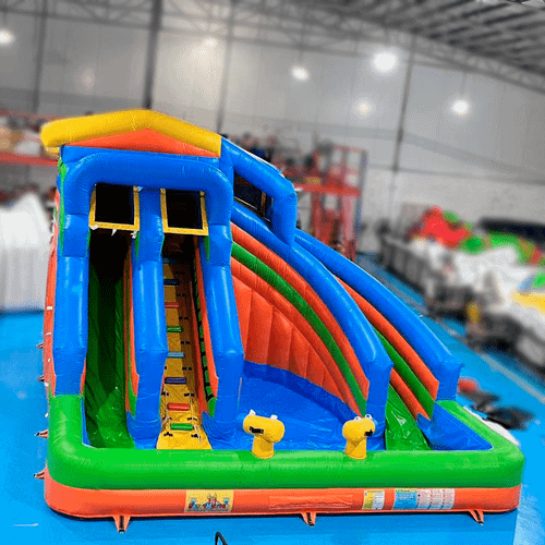 Надувной водный батут с бассейном «Колумбия» c одной лестницей, 6×6×5 м