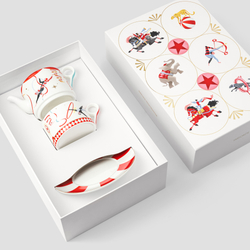 Набор Farforite «Цирковое представление»: чайник-эгоист 300 мл и чайная пара 250 мл в подарочной коробке