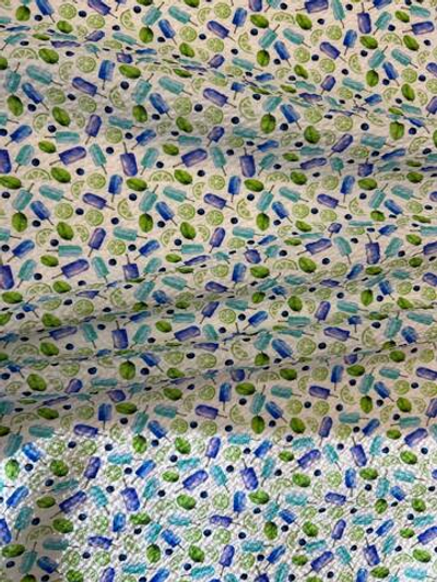 Хлопок сирсакер Canclini белый с принтом мороженного и лайма