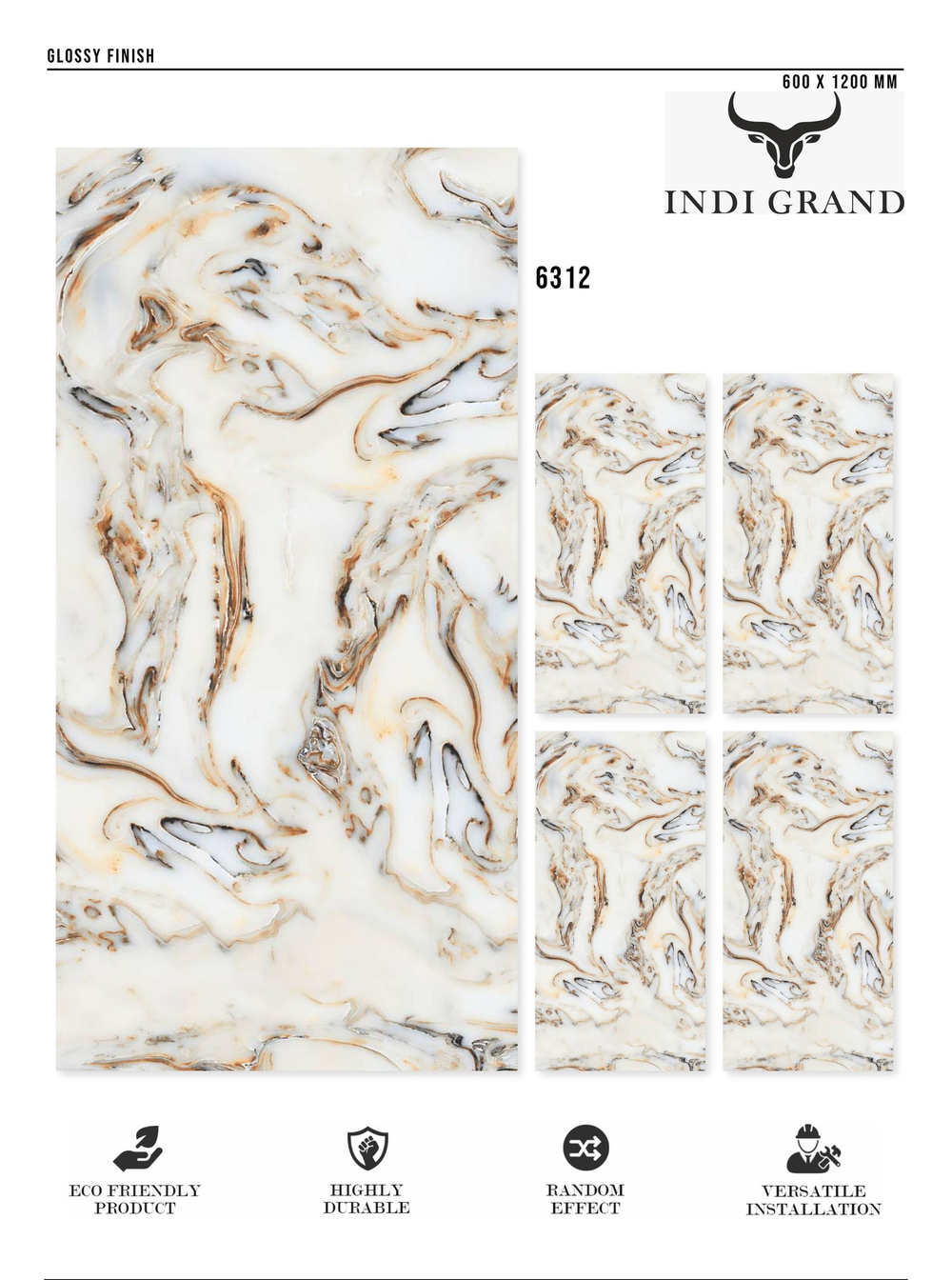 Керамогранит glossy №4 , 60х120, 6312