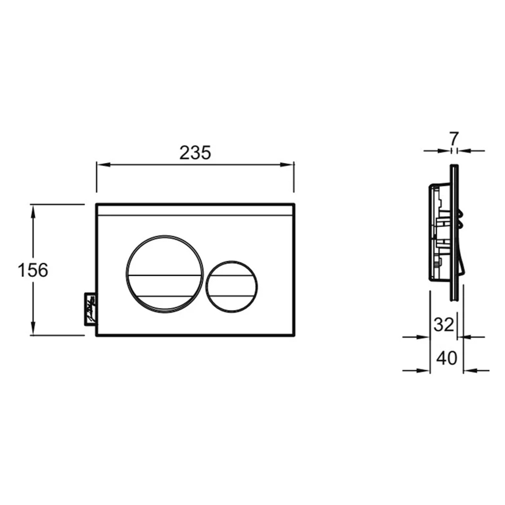 Клавиша смыва Jacob Delafon пластик, цвет матовый черный, глянцевый черный (E20859-7-BMT)