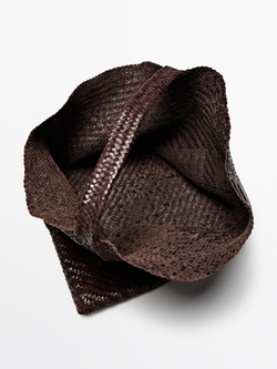 Massimo Dutti Большая плетеная сумка-шопер из кожи наппа, коричневый