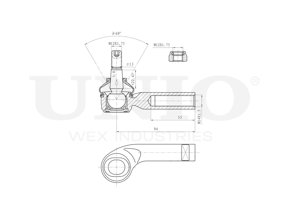 Наконечник рулевой левый UNIO SSP-10182