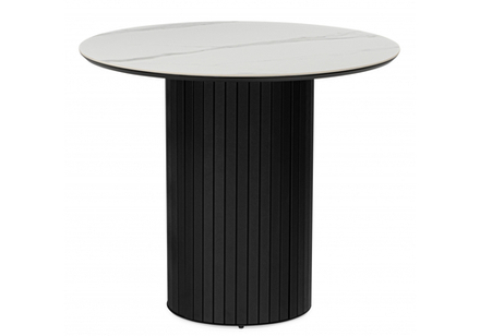 Керамический стол Woodville Гравент 90 белый мрамор snow white, черный