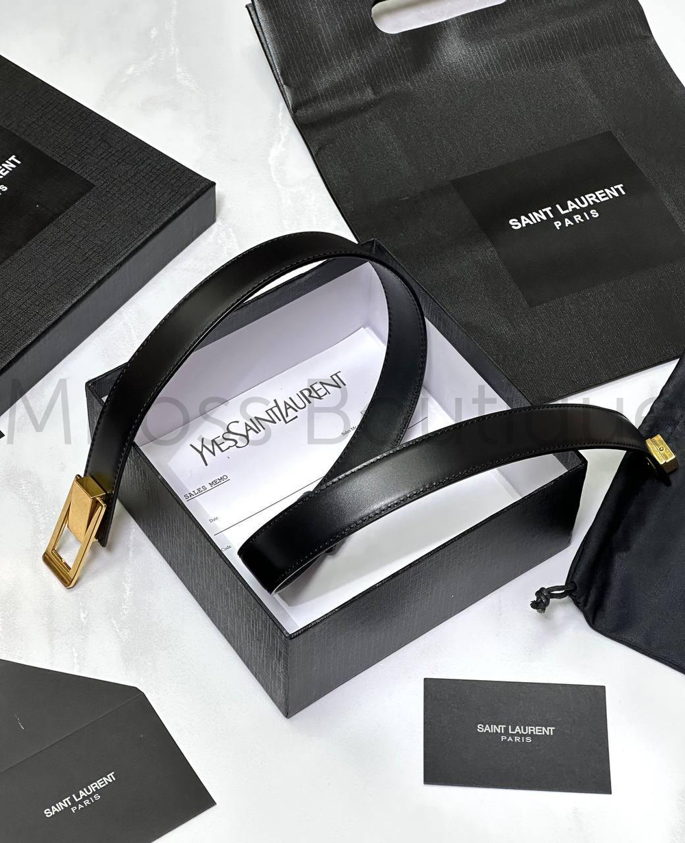 Женский ремень Yves Saint Laurent черный кожаный