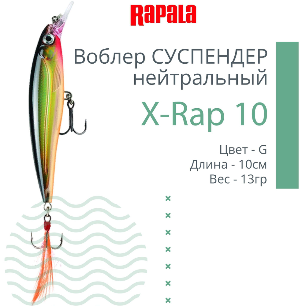 Воблер RAPALA X-Rap 10, 10см, 13гр, цвет SCP, нейтральный