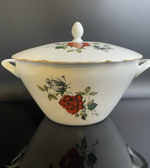 Супница фарфоровая с крышкой KAHLA ГДР, роспись Розы, золочение, винтаж времён СССР 1960-1990 гг
