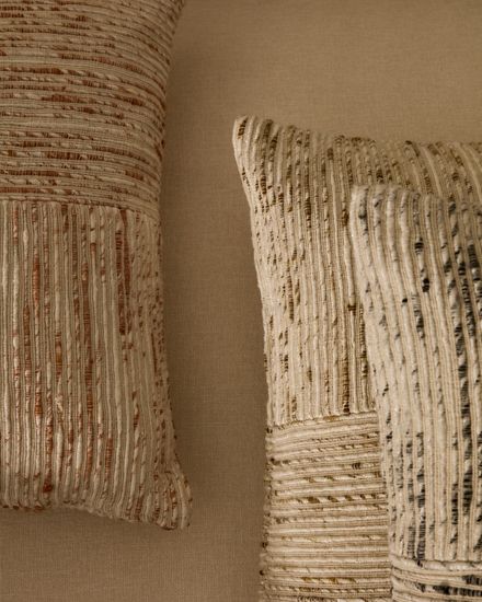 Чехол для подушки Anuba из жаккардовой ткани в бежевую и зелёную клетку 45 x 45 см