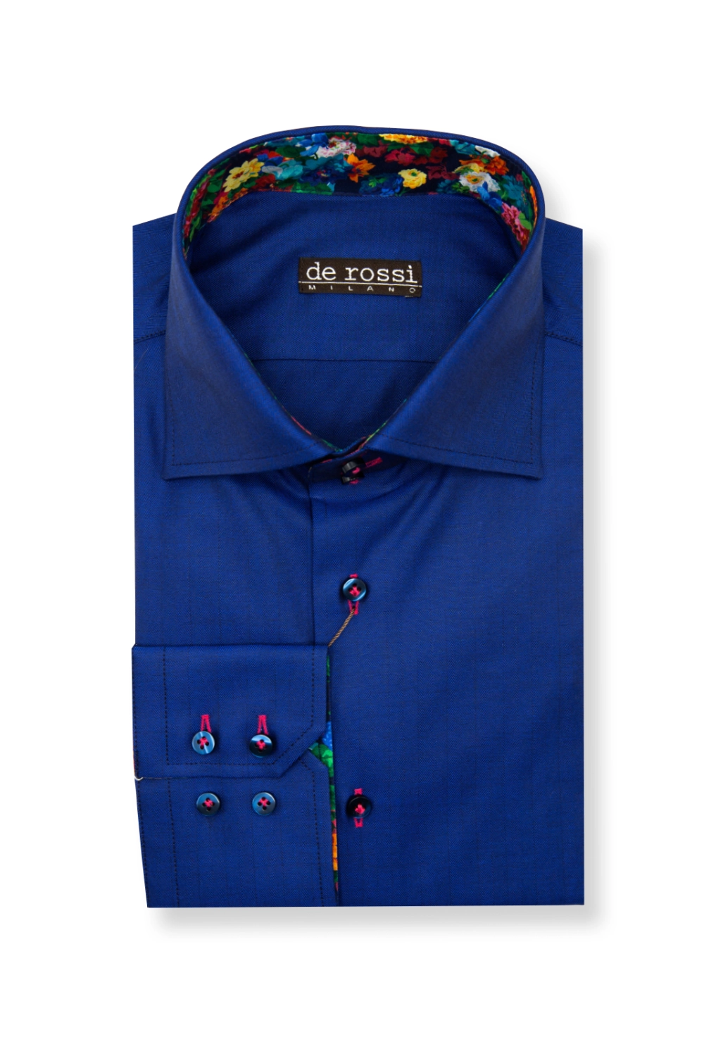 Синяя рубашка с разноцветными вставками