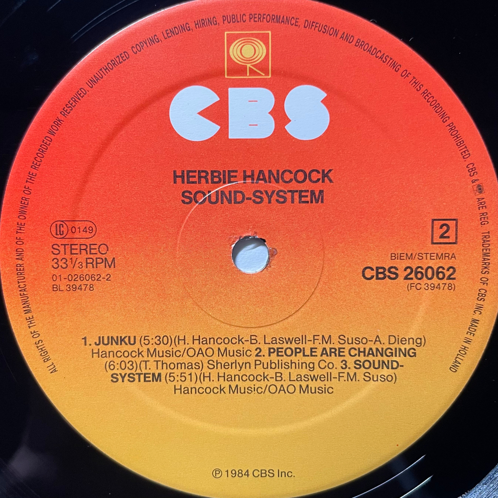 Herbie Hancock ‎– Sound-System (Голландия 1984г.)