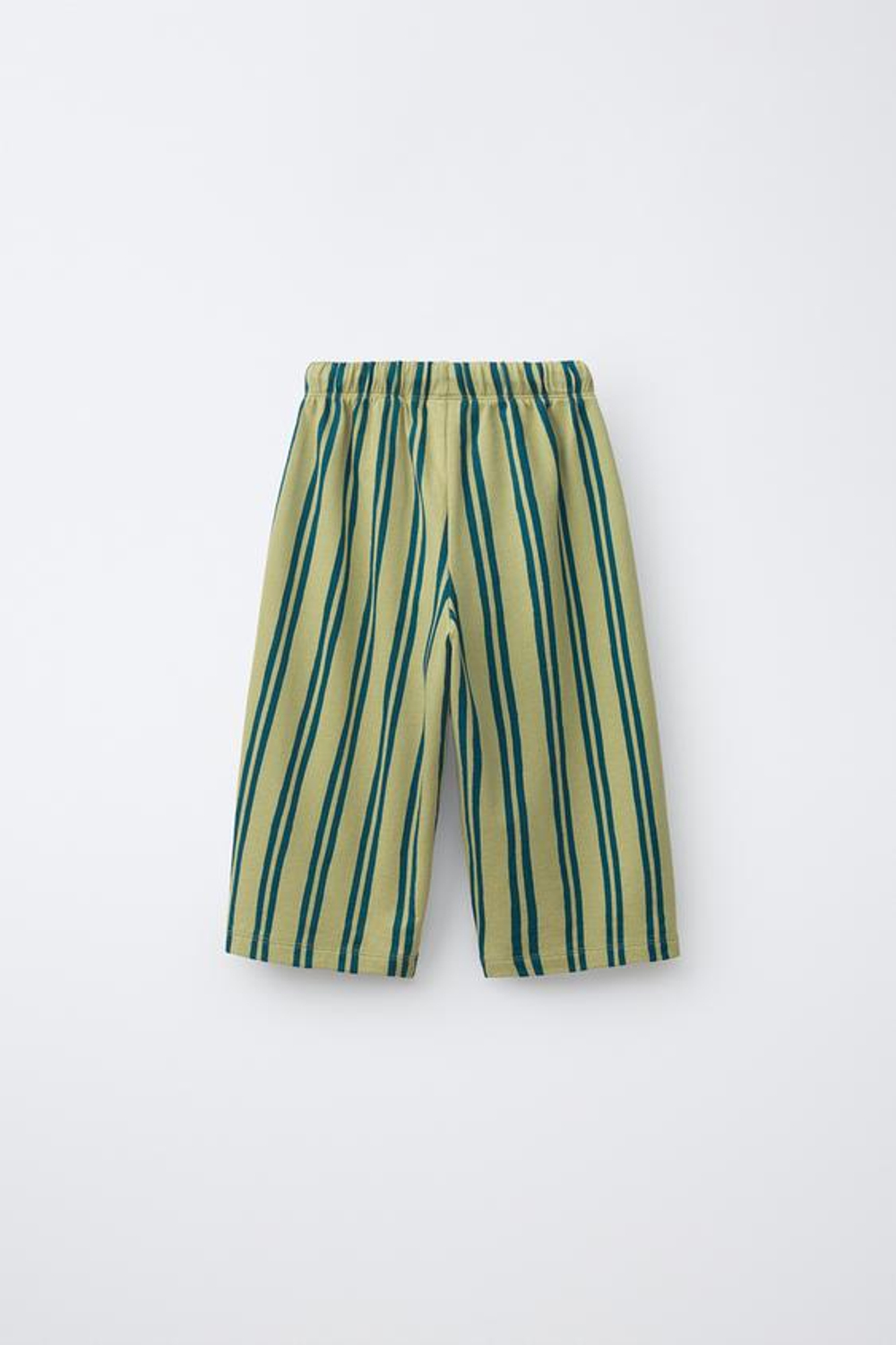 ZARA БРЮКИ WIDE LEG ИЗ ФУТЕРА В ПОЛОСКУ, ЗЕЛЕНЫЙ